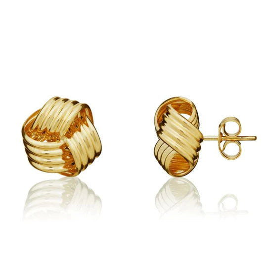 9ct Gold Large Ribbed Knot Earrings profile