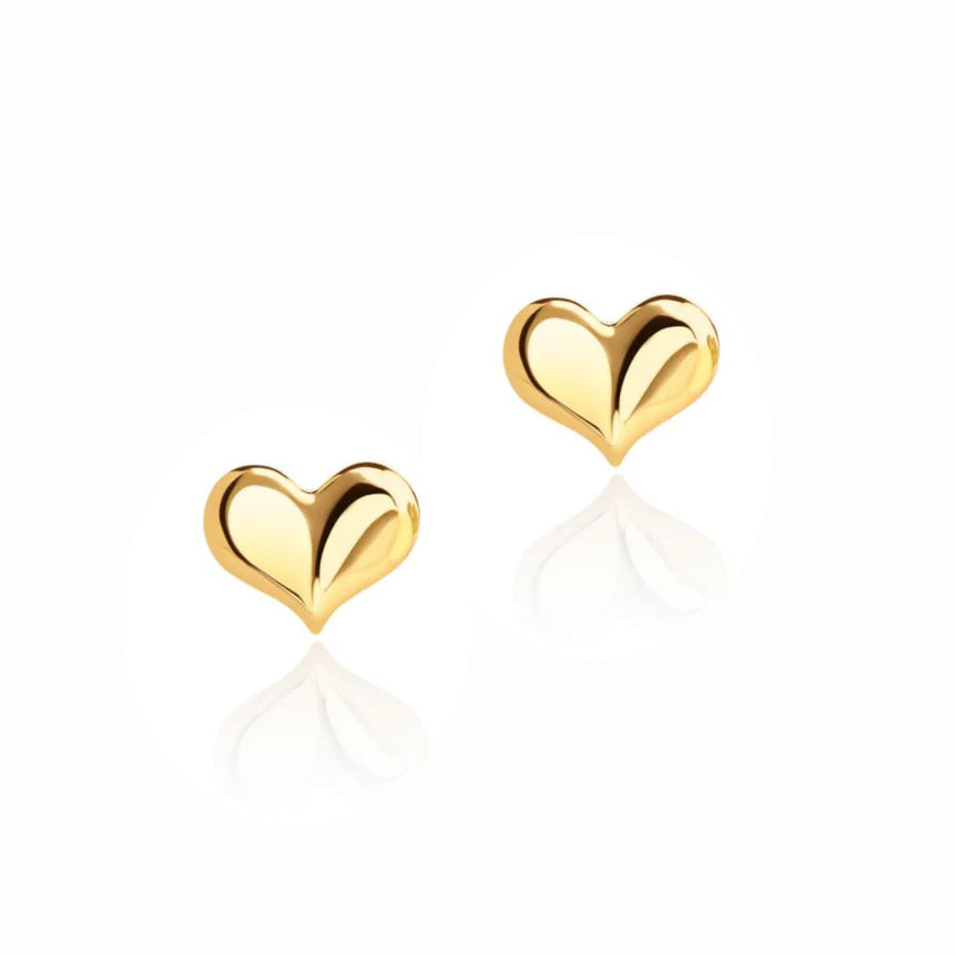 9ct Gold Curved Heart Stud Earrings