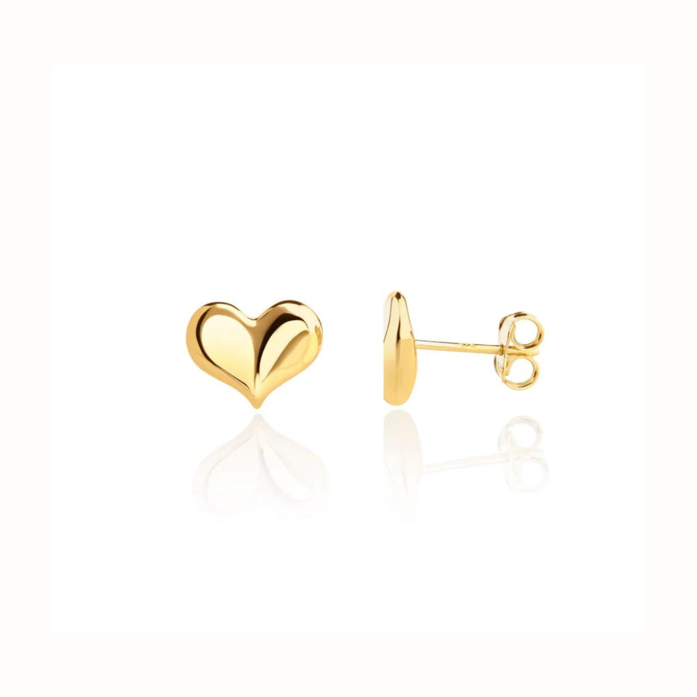 9ct Gold Curved Heart Stud Earrings side