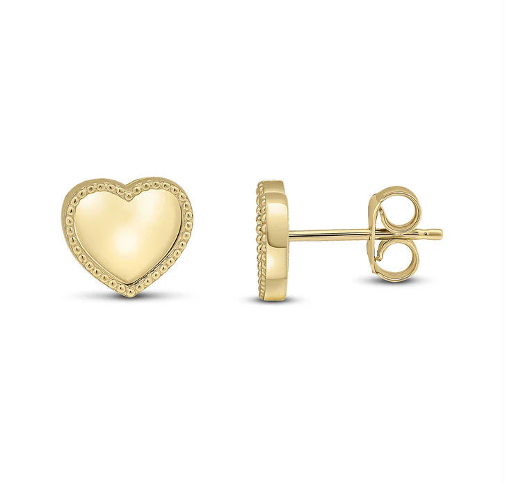 9ct Gold Beaded Heart Earrings
