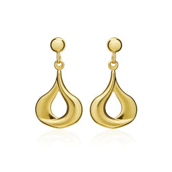9ct Yellow Gold Wide Pear Drop Earrings