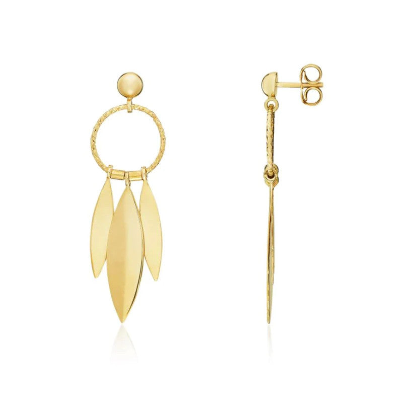 9ct Gold Ring & Leaf Drop Earrings side
