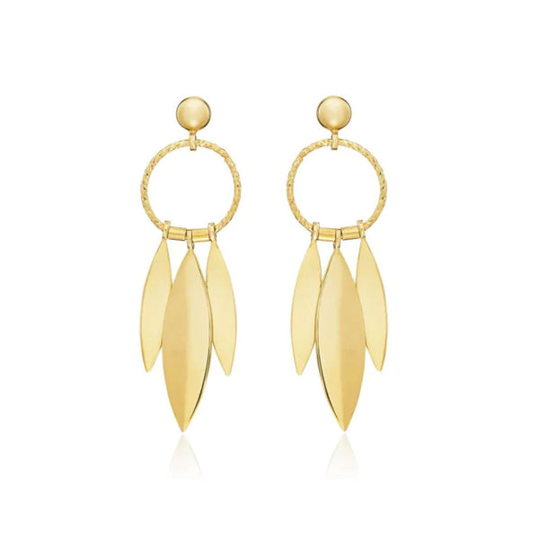 9ct Gold Ring & Leaf Drop Earrings