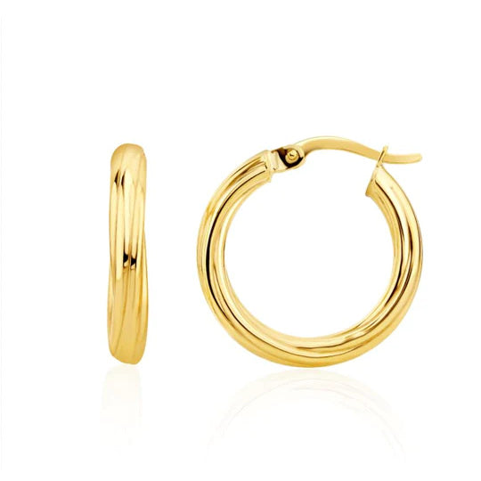 Plain 21mm Twist Hoop Earrings 9ct Gold profile