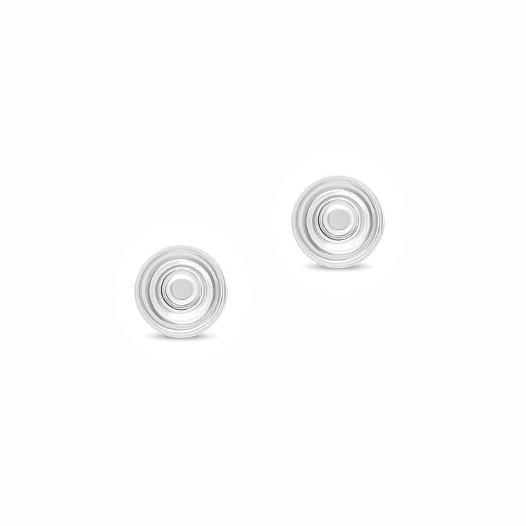 9ct White Gold 7mm Striped Ball Stud Earrings