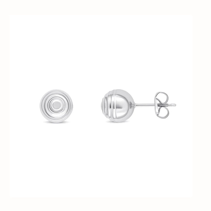 9ct White Gold 7mm Striped Ball Stud Earrings side
