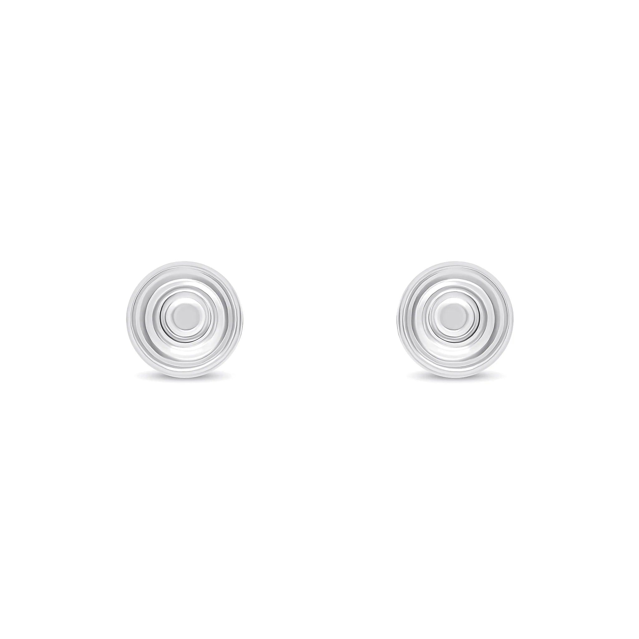 9ct White Gold Striped/Polished Ball Stud Earrings