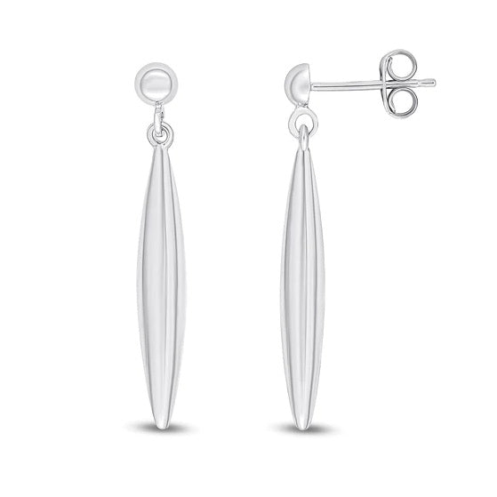 9ct White Gold Polished Marquise Drop Earrings