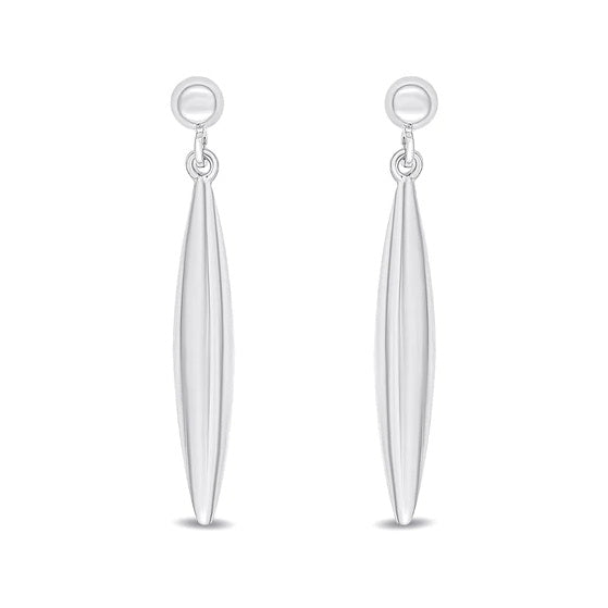 9ct White Gold Polished Marquise Drop Earrings