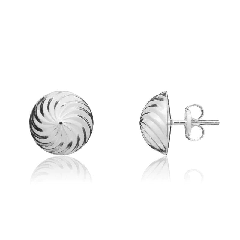 9ct White Gold Swirl Stud Earrings side