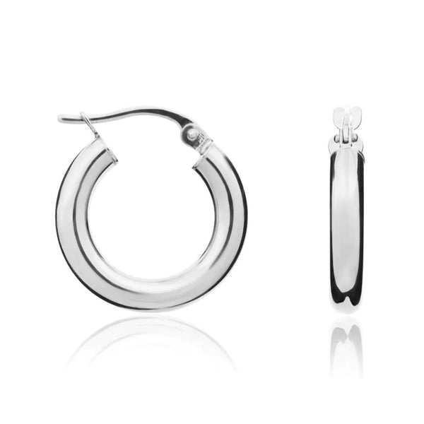 9ct White Gold 16mm Polished Hoop Earrings