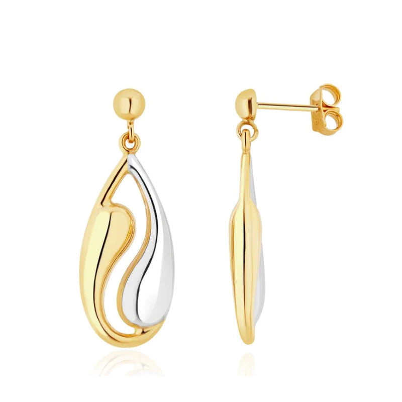 9ct Two Colour Gold Yin Yang Drop Earrings side