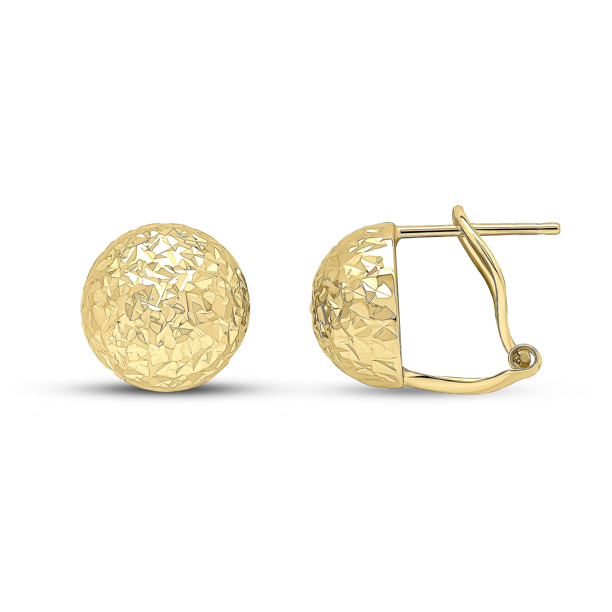 9ct Yellow Gold Diamond Cut Dome Peg and Clip Earring side