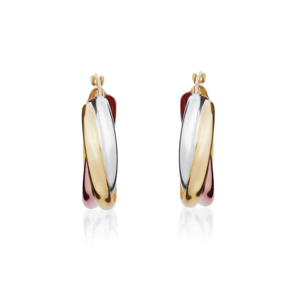 3 Colour Russian Band Earrings 9ct Gold