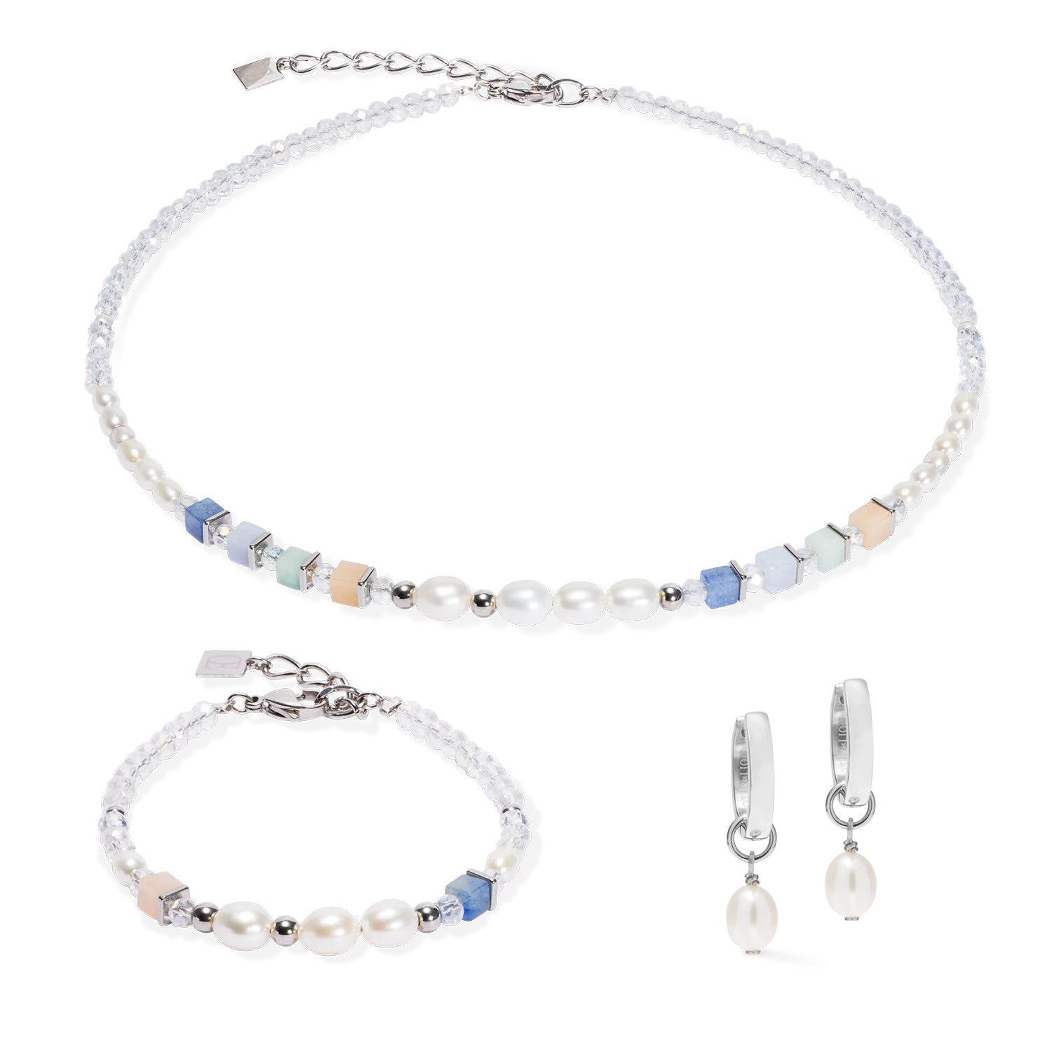 Coeur De Lion Necklace Cosmic Pearls Soft Silver Multi Pastel