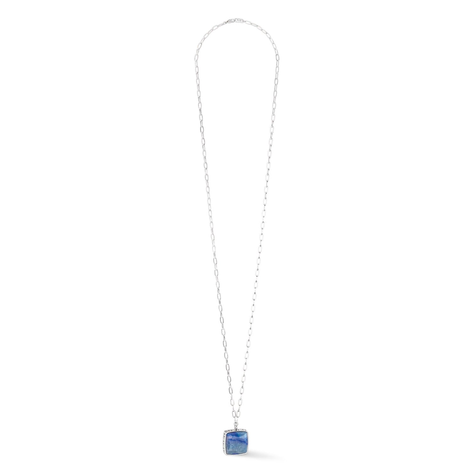 Coeur De Lion Necklace OE Amulet Square Aventurine Silver Blue