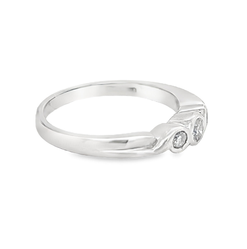 3 Stone Diamond Ring 0.20ct 9ct White Gold side