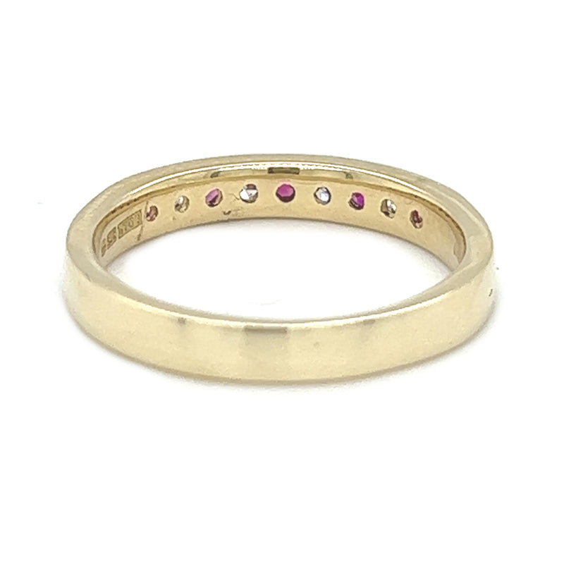 Ruby & Diamond Eternity Ring Channel Set 9ct Gold