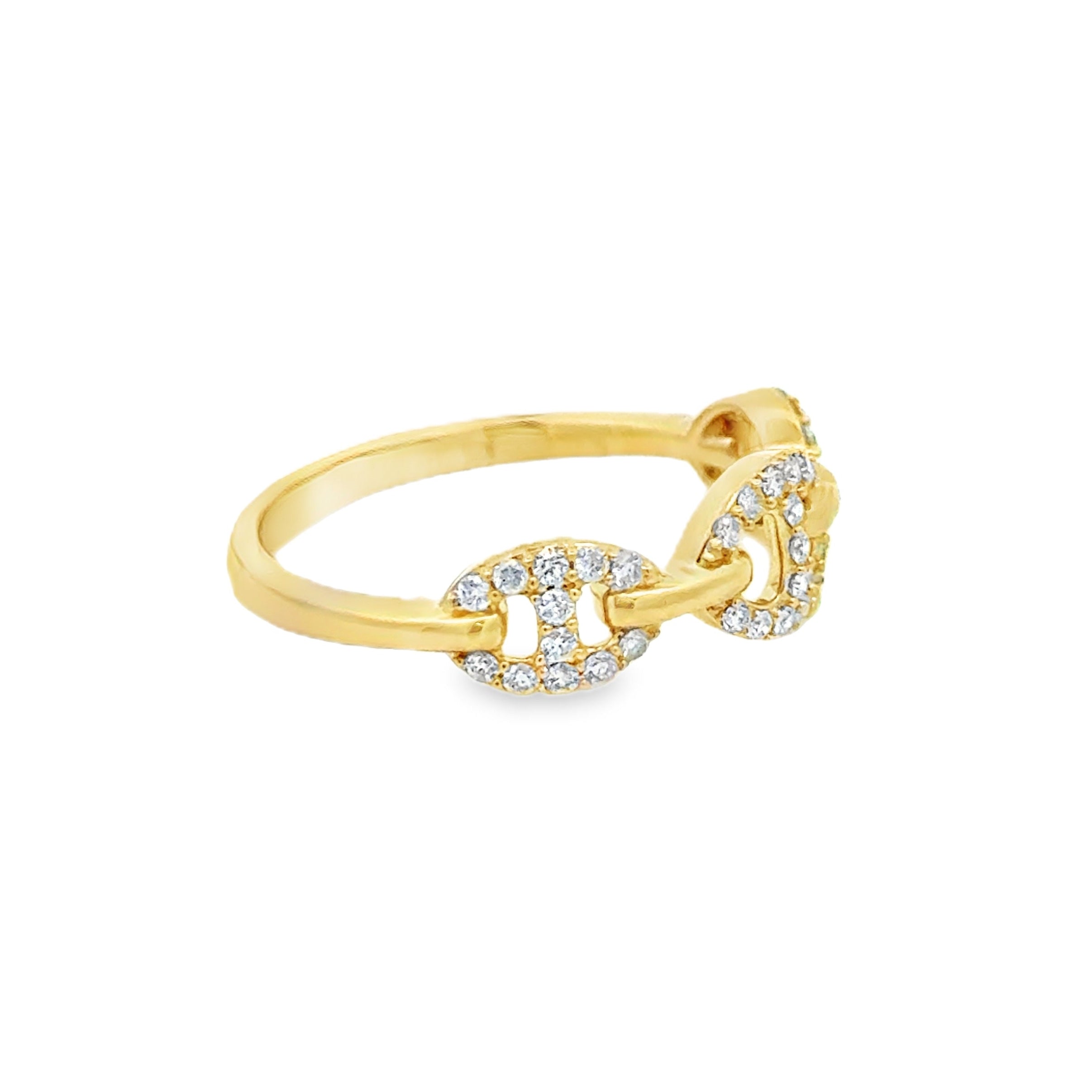 9ct Gold Trio Marina Link Diamond Ring SIDE