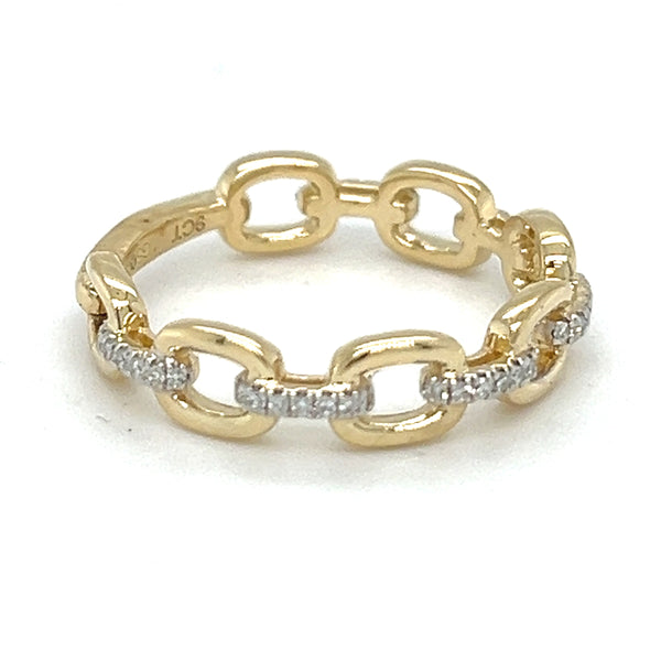 9ct Gold Open Link Diamond Ring side
