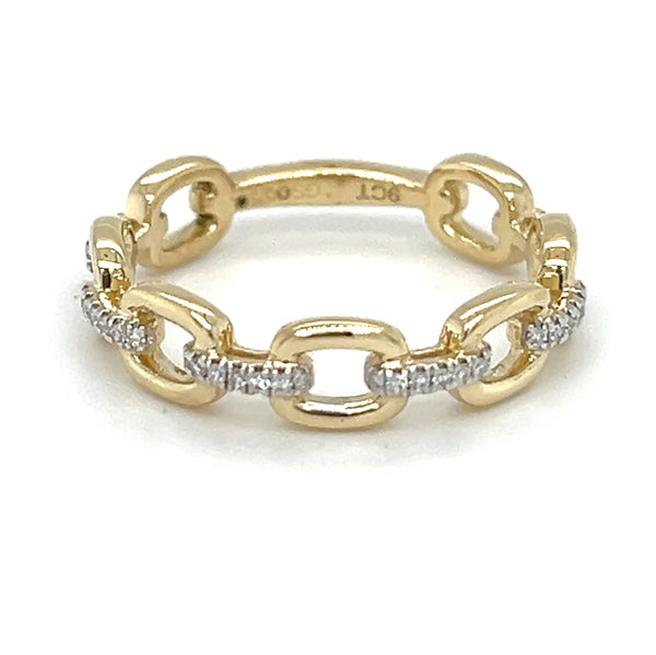 9ct Gold Open Link Diamond Ring