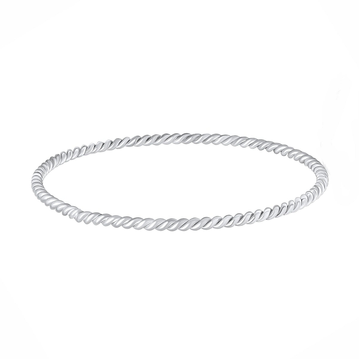 Sterling Silver Round Rope Twist Stacker Bangle
