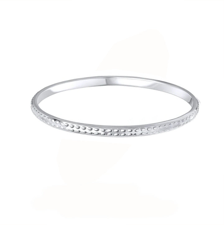 Sterling Silver 5mm Beaded Edge Stacker Bangle