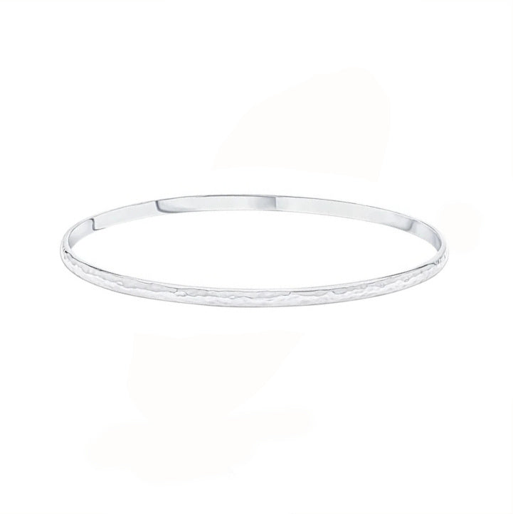Sterling Silver 3mm Hammered Stacker Bangle