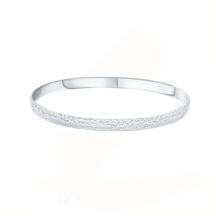 Sterling Silver 5.4mm Hammered Stacker Bangle