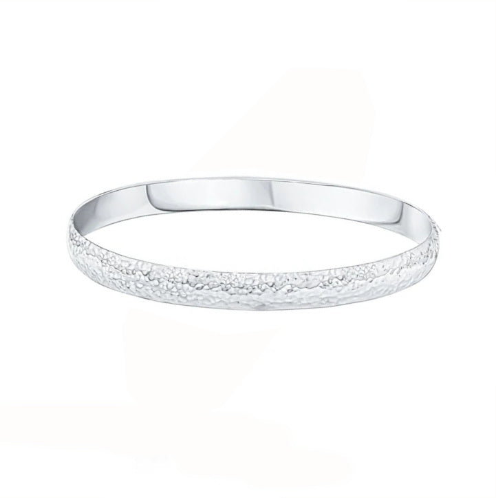 Sterling Silver 7mm Hammered Stacker Bangle