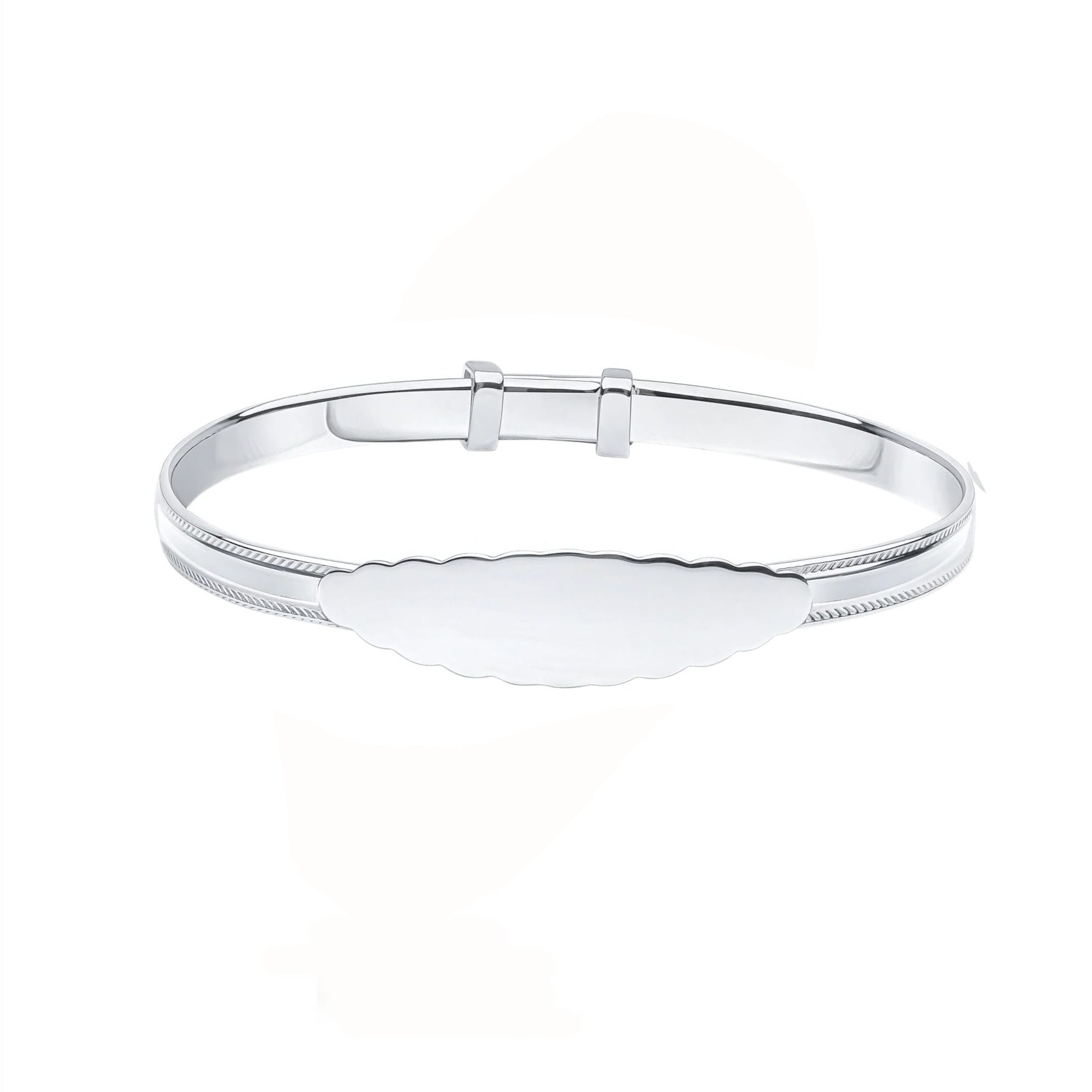 Sterling Silver Beaded Edge Expanding Childs ID Bangle