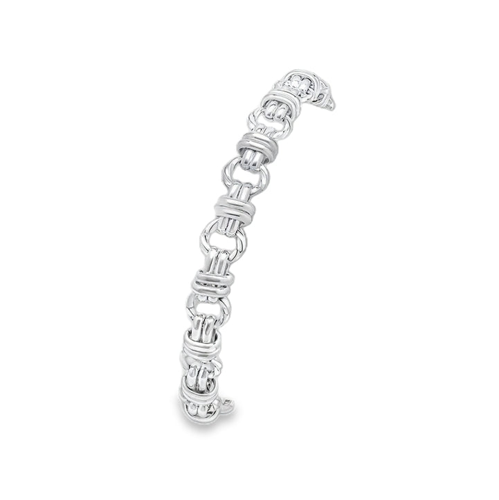 Sterling Silver Circle Belt Link Heavy Bracelet