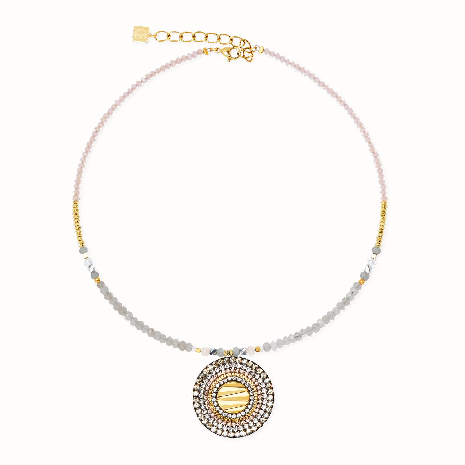 Coeur De Lion Amulet Modern Future Necklace Gold-Biege