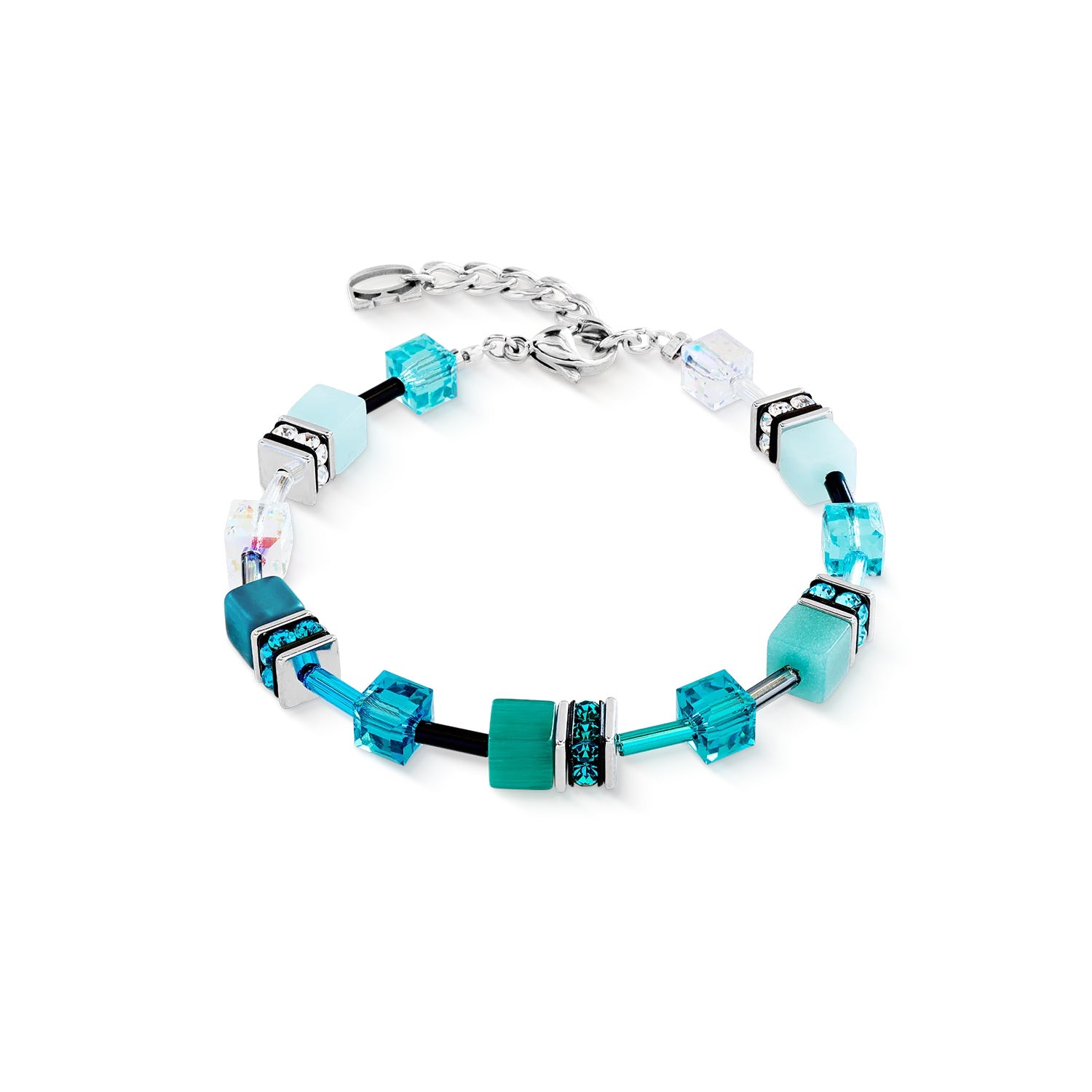Coeur De Lion GeoCUBE® Iconic Bracelet Teal-Silver