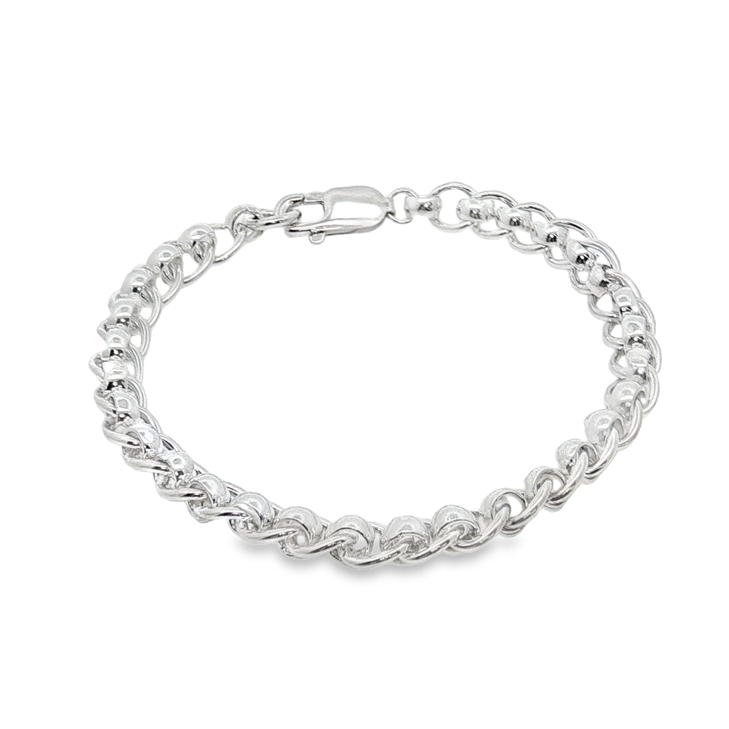 Sterling Silver Rollerball Link Handmade Bracelet 