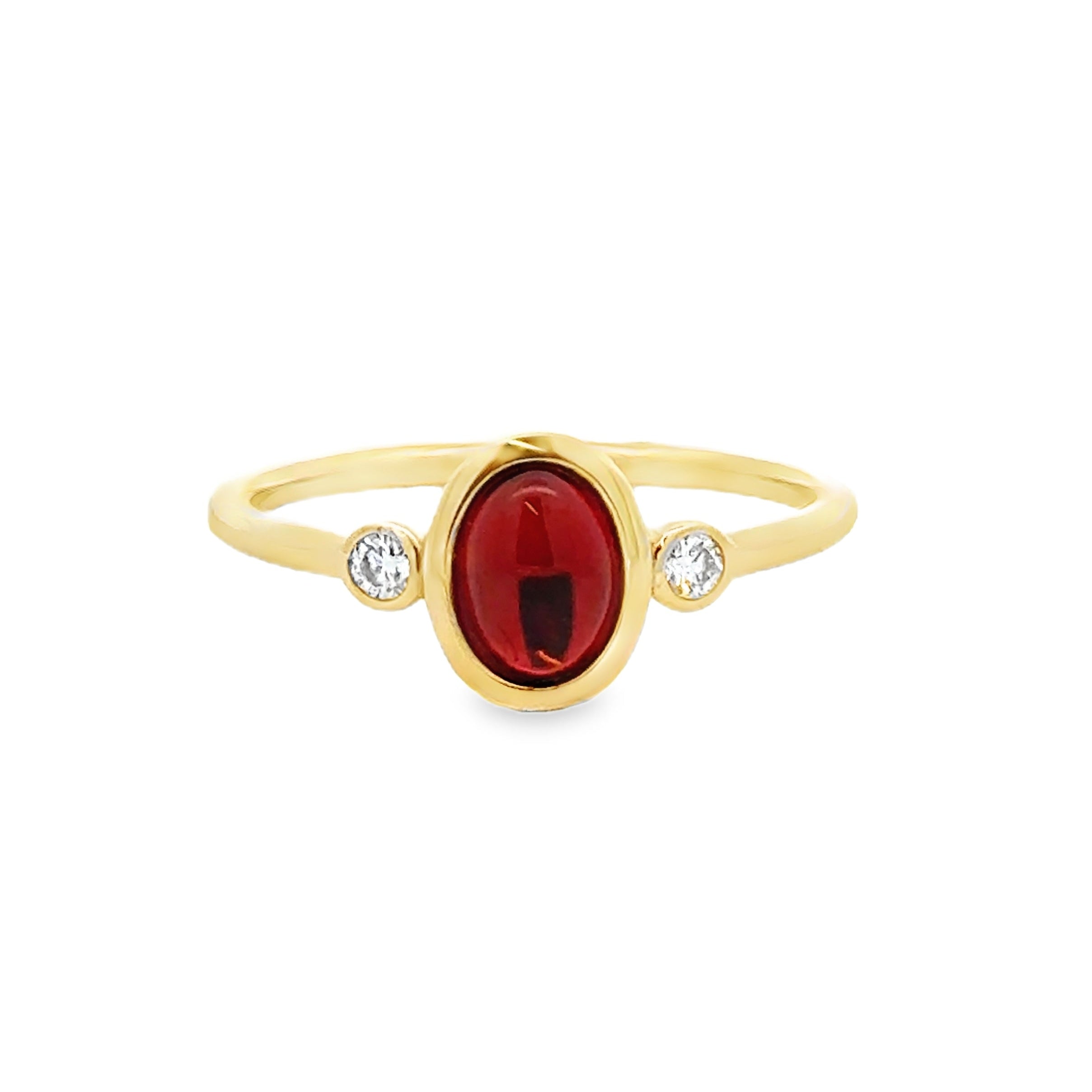 Garnet & Diamond Ring 9ct Gold