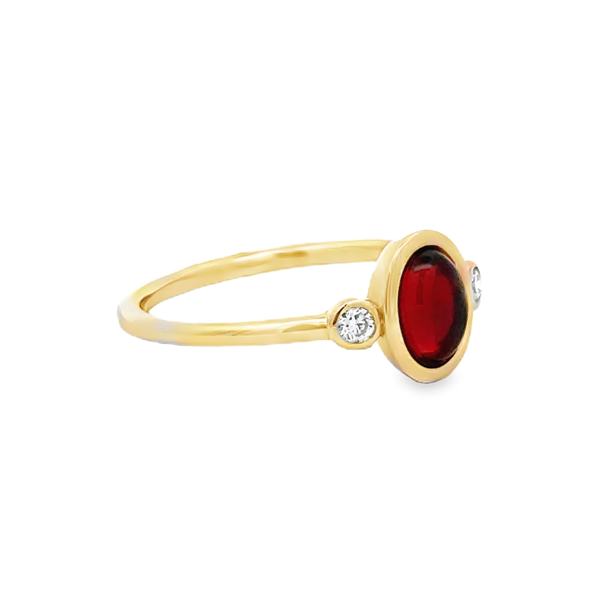 Garnet & Diamond Ring 9ct Gold SIDE