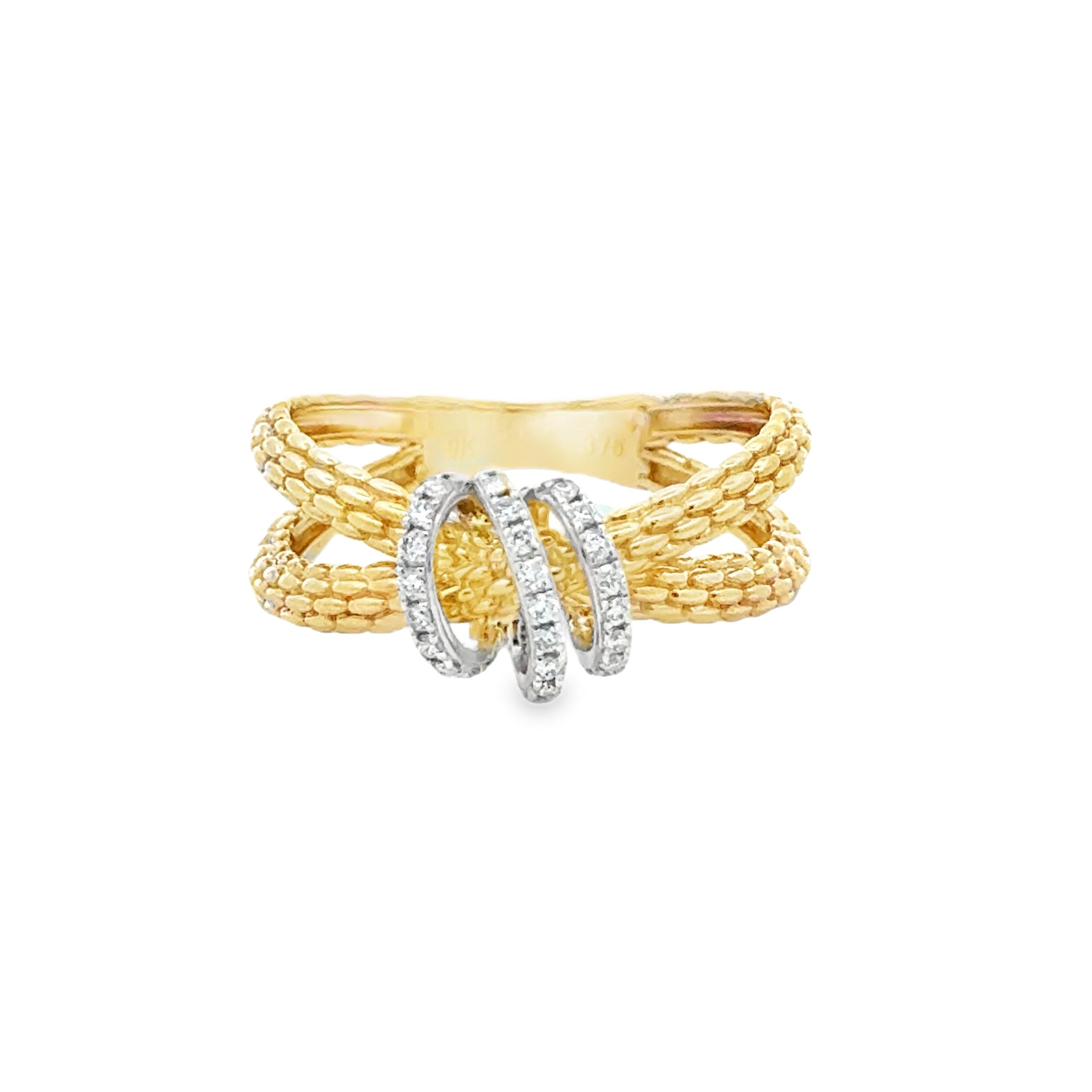 Diamond Cross Over Ring 9ct Gold