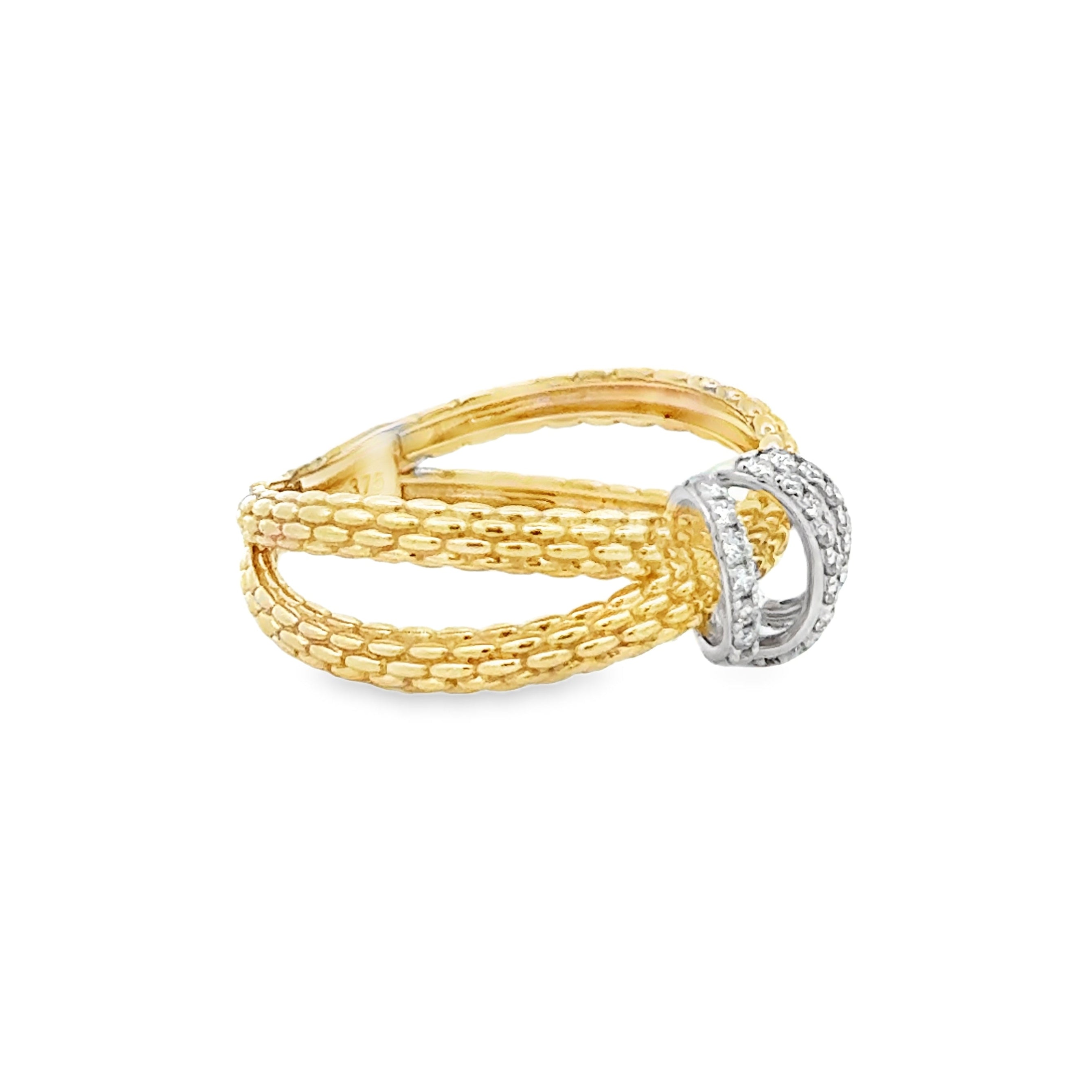 Diamond Cross Over Ring 9ct Gold SIDE