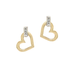 9ct Yellow Gold Heart Diamond Stud Earrings