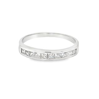 Diamond Princess Cut Eternity Ring 0.60ct Channel Set 9ct White Gold