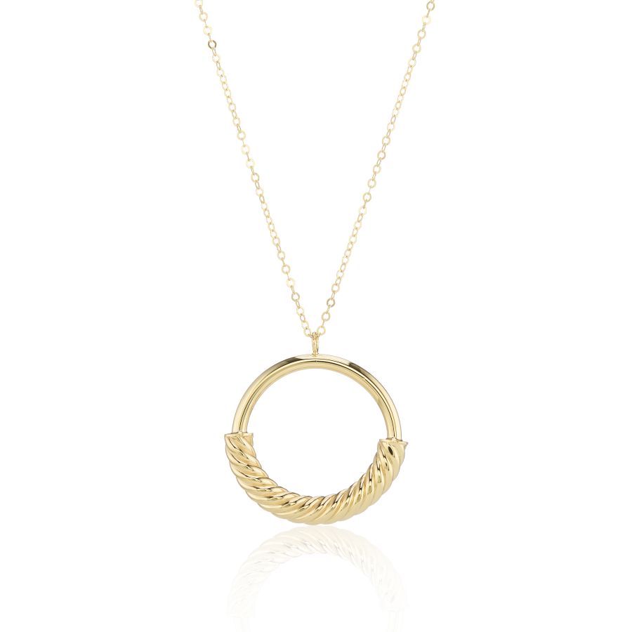 9ct Yellow Gold Twist Hoop Pendant Necklace