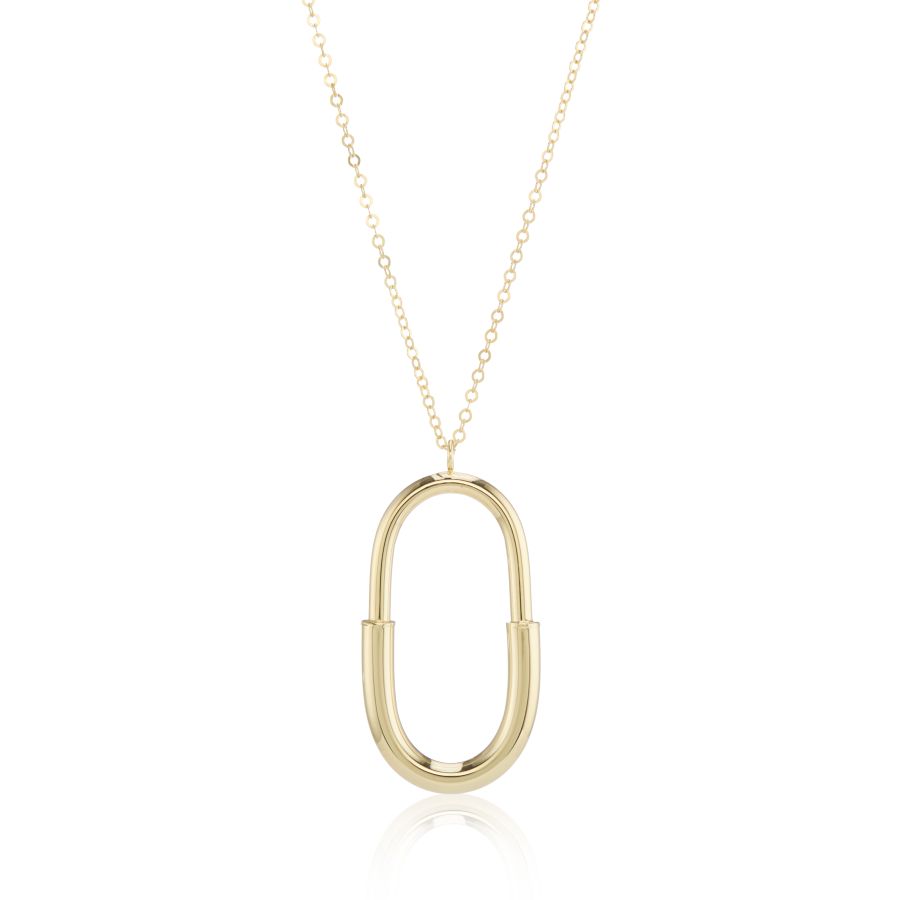 9ct Yellow Gold Oval Link Pendant Necklace