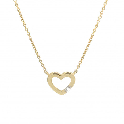 9ct Yellow Gold Diamond Set Heart Necklace Mark Milton