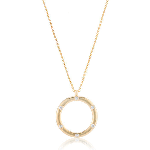 9ct Yellow Gold Diamond Circle Necklace