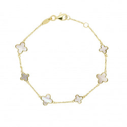 9ct Gold Mother of Pearl Flower Bracelet