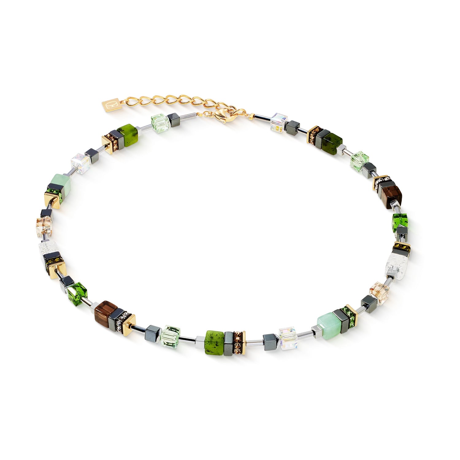 Coeur De Lion GeoCUBE® Precious Motion Necklace Forest Light Gold