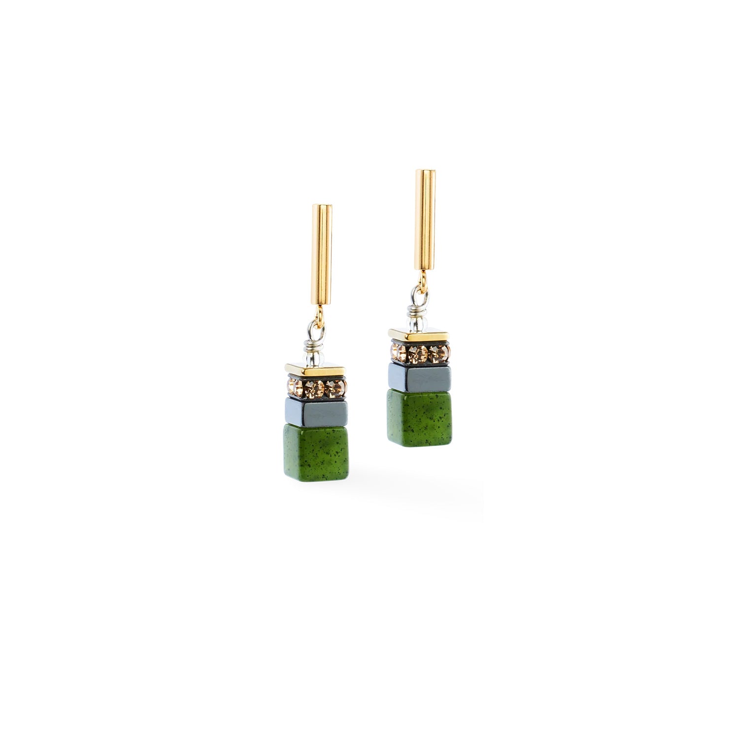 Coeur De Lion GeoCUBE® Precious Motion Earrings Forest Light Gold
