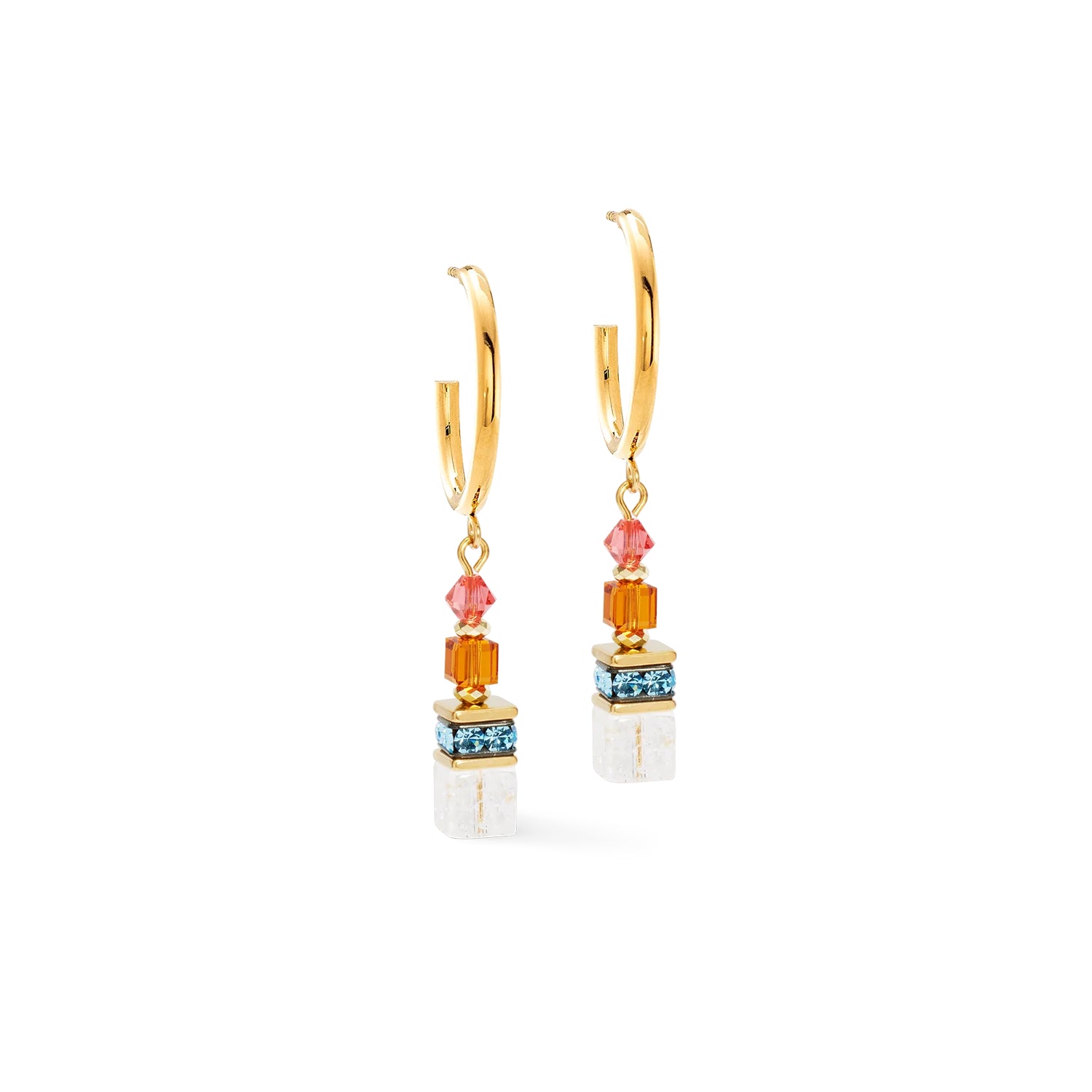 Coeur De Lion GeoCUBE® Fusion Summer Hoop Earrings Gold-Sunset