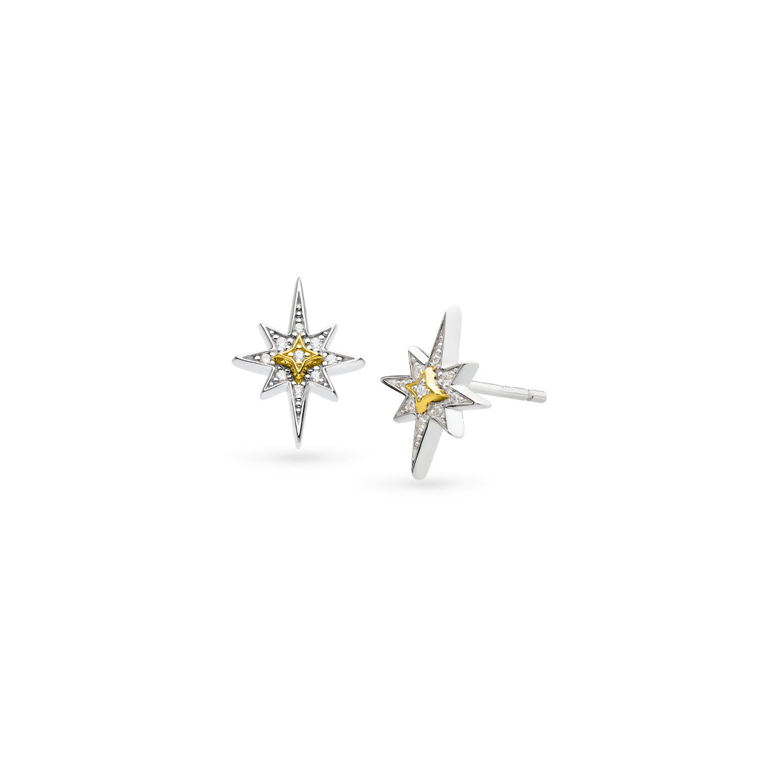Céleste North Star Golden Two-Tone Stud Earrings